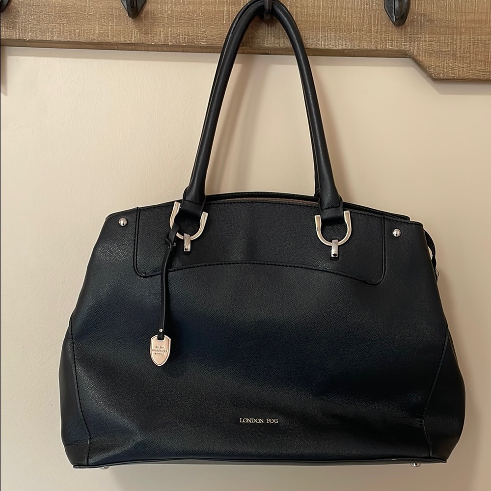 London Fog Black Tote Bag with Structured Design